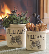 Plow & Hearth Deck Planters | Outdoor Living Handcrafted Usa-Made Double Pinecone Personalized Crock