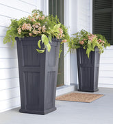 Plow & Hearth Deck Planters | Outdoor Living Lexington Tall Planter - Black