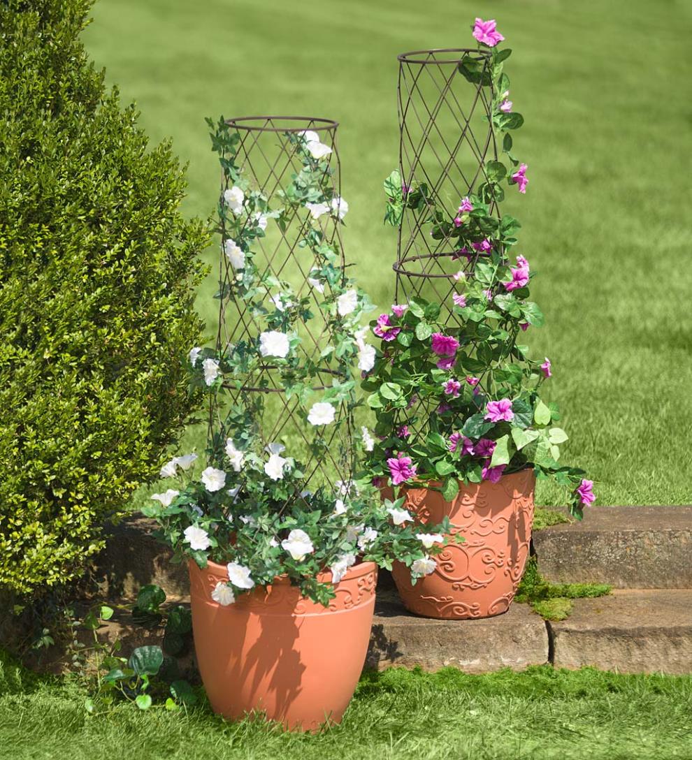 Plow & Hearth Deck Planters | Outdoor Living Metal Planter/Pot Trellis