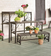 Plow & Hearth Deck Planters | Outdoor Living Nesting Metal Plant Stands With Scrollwork, Set Of Three