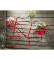 Plow & Hearth Deck Planters | Outdoor Living Red Metal Bicycle Planter