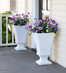 Plow & Hearth Deck Planters | Outdoor Living Richmond Self-Watering Pedestal Urn Planter - Black