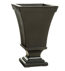Plow & Hearth Deck Planters | Outdoor Living Richmond Self-Watering Pedestal Urn Planter - Black