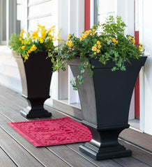 Plow & Hearth Deck Planters | Outdoor Living Richmond Self-Watering Pedestal Urn Planter - Black