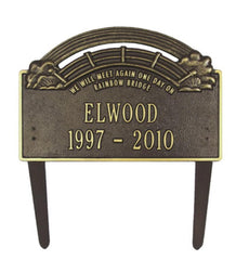Plow & Hearth Decorative Garden Accents | Yard & Garden American-Made Personalized Rainbow Bridge Pet Memorial Lawn Plaque - Black