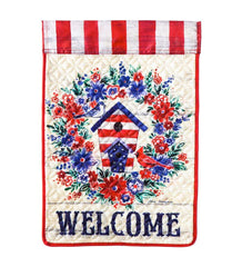 Plow & Hearth Decorative Garden Accents | Yard & Garden Americana Birdhouse Welcome Quilted Garden Flag