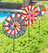 Plow & Hearth Decorative Garden Accents | Yard & Garden Americana Pinwheel Spinners, Set Of 3