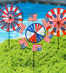 Plow & Hearth Decorative Garden Accents | Yard & Garden Americana Pinwheel Spinners, Set Of 3