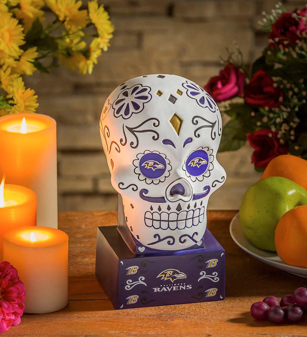 Plow & Hearth Decorative Garden Accents | Yard & Garden Baltimore Ravens Sugar Skull Statue