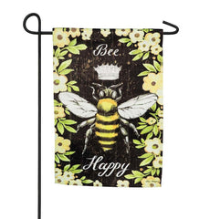 Plow & Hearth Decorative Garden Accents | Yard & Garden Bee Happy Queen Bee Suede Garden Flag