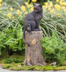 Plow & Hearth Decorative Garden Accents | Yard & Garden Cat And Mouse On Stump Lawn Ornament