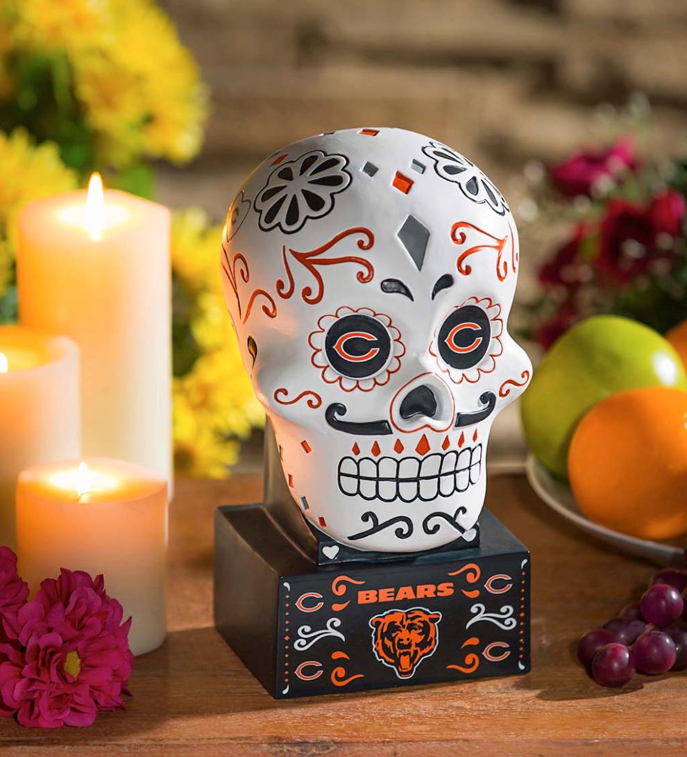 Plow & Hearth Decorative Garden Accents | Yard & Garden Chicago Bears Sugar Skull Statue