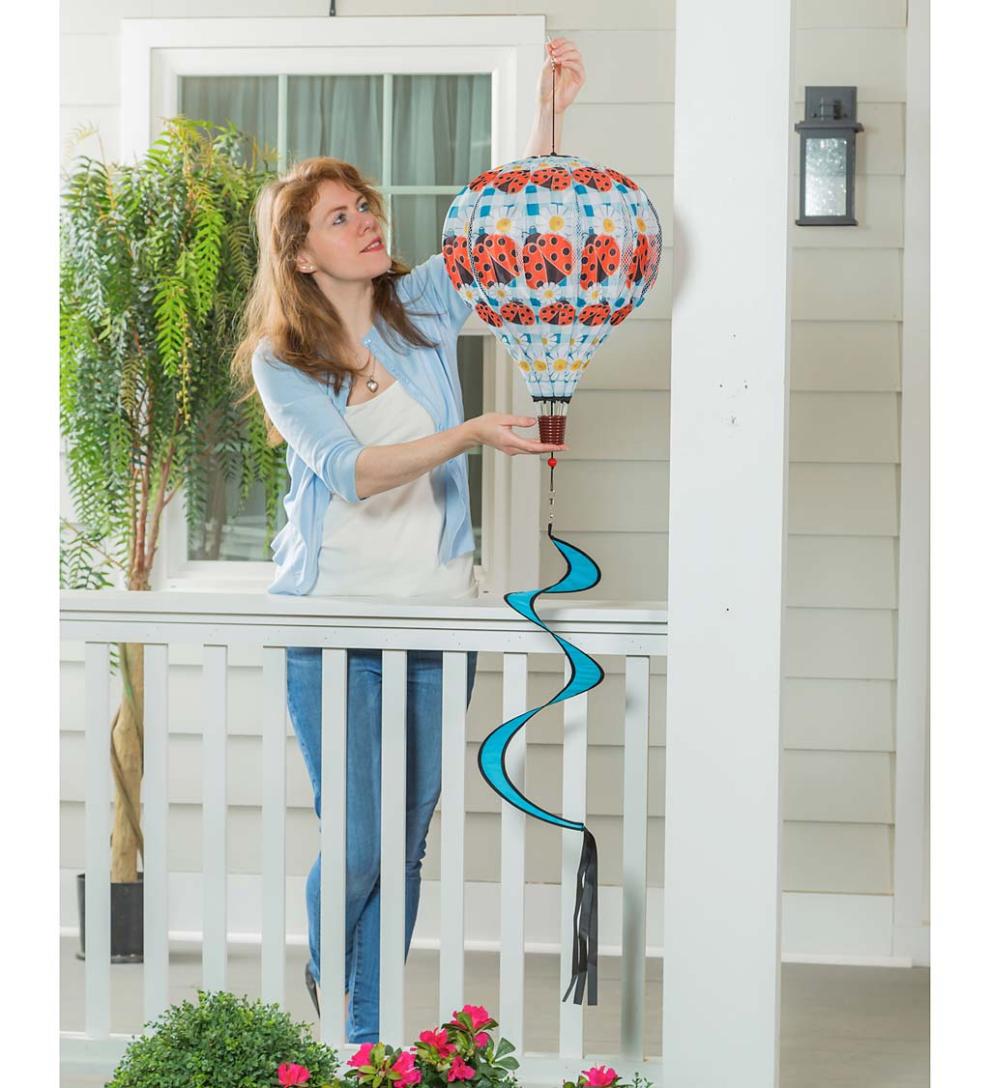 Plow & Hearth Decorative Garden Accents | Yard & Garden Collapsible Balloon Wind Spinner With Spiral Tail - Bee