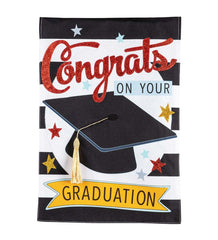 Plow & Hearth Decorative Garden Accents | Yard & Garden Congrats On Graduation Linen Garden Flag