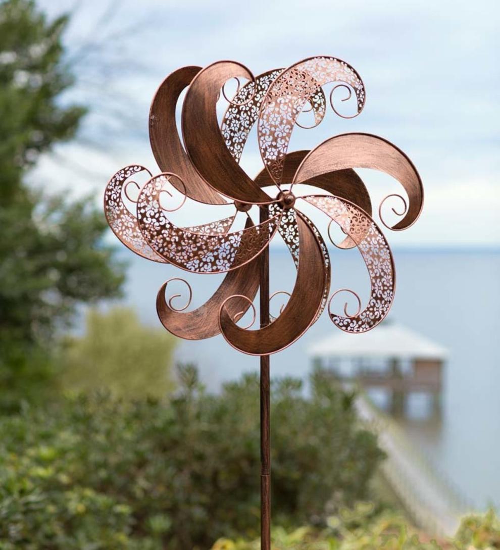 Plow & Hearth Decorative Garden Accents | Yard & Garden Copper Windmill Metal Wind Spinner