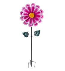 Plow & Hearth Decorative Garden Accents | Yard & Garden Dahlia Flower Wind Spinner - Pink