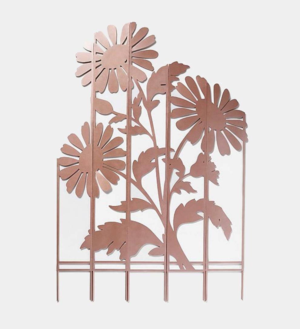 Plow & Hearth Decorative Garden Accents | Yard & Garden Five-Panel Metal Laser-Cut Flowers Garden Stake - Flower