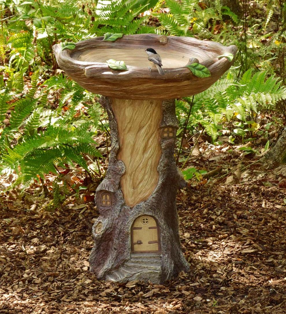 Plow & Hearth Decorative Garden Accents | Yard & Garden Full-Size Fairy Garden Birdbath