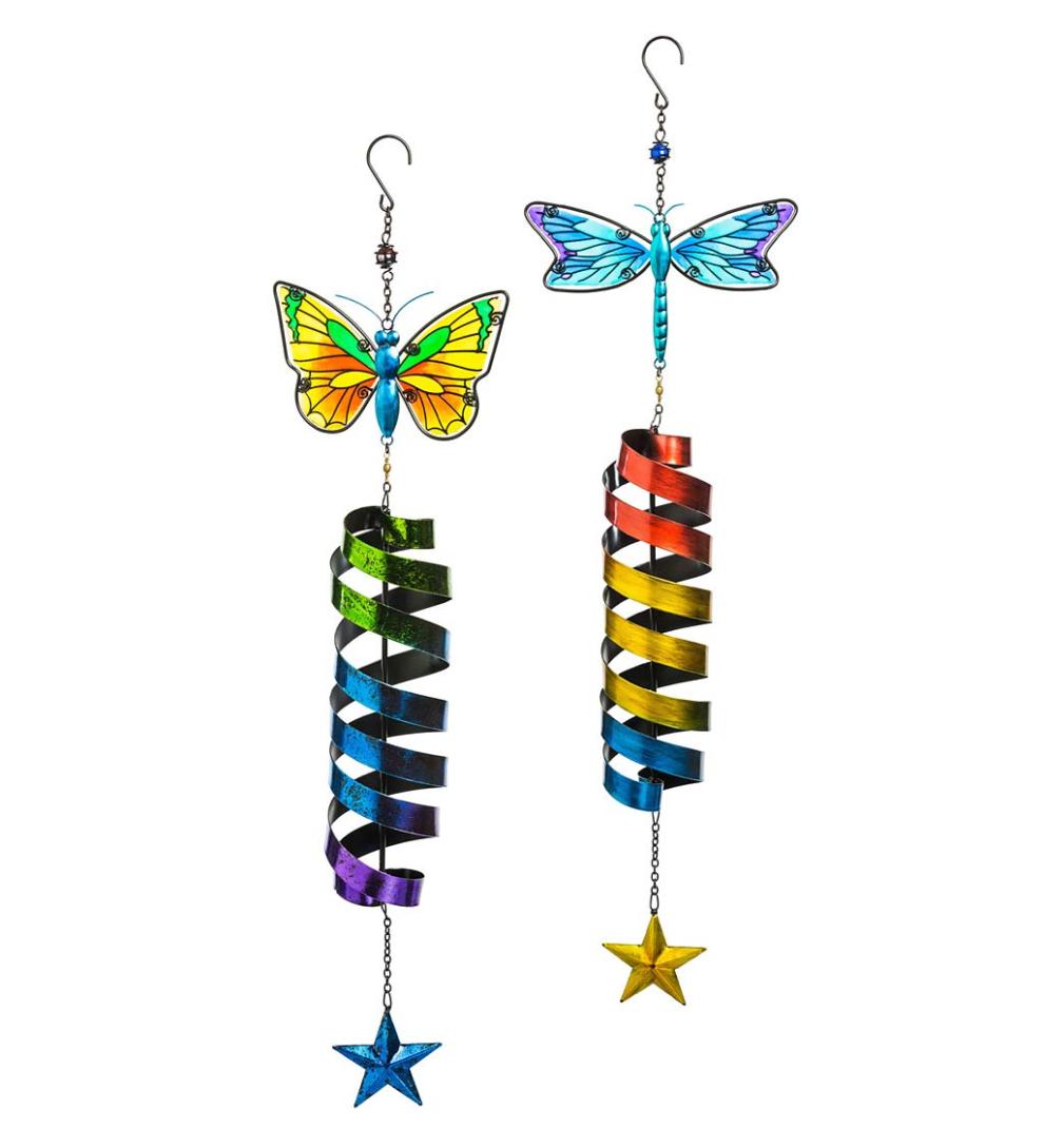 Plow & Hearth Decorative Garden Accents | Yard & Garden Garden Friends Butterfly And Dragonfly Wind Twirlers, Set Of 2