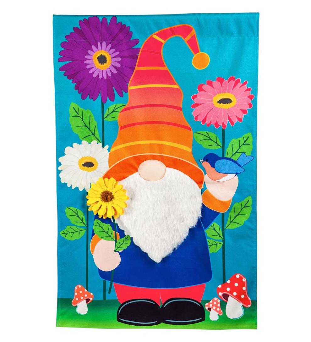 Plow & Hearth Decorative Garden Accents | Yard & Garden Garden Gnome Linen Garden Flag