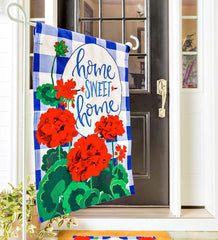 Plow & Hearth Decorative Garden Accents | Yard & Garden Geraniums Home Sweet Home Linen Garden Flag
