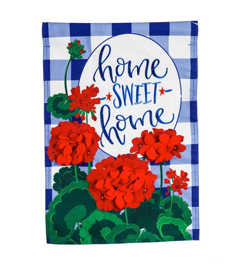 Plow & Hearth Decorative Garden Accents | Yard & Garden Geraniums Home Sweet Home Linen House Flag