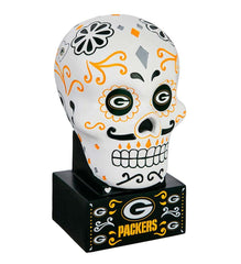 Plow & Hearth Decorative Garden Accents | Yard & Garden Green Bay Packers Sugar Skull Statue