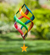 Plow & Hearth Decorative Garden Accents | Yard & Garden Hanging Rainbow Metal Swirl Spinner