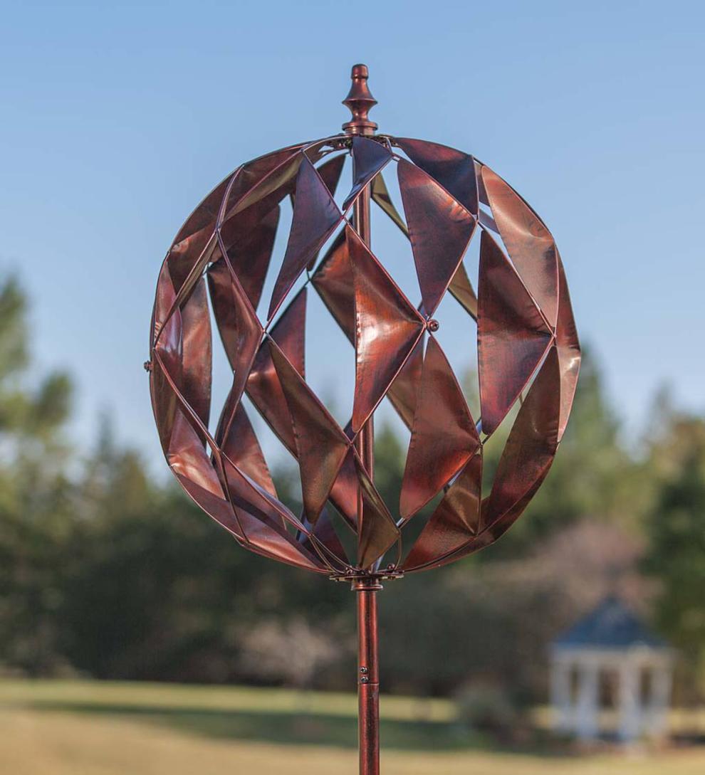 Plow & Hearth Decorative Garden Accents | Yard & Garden Harlequin Ball Wind Spinner - Antique Multi