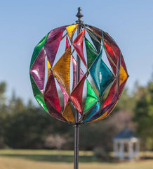 Plow & Hearth Decorative Garden Accents | Yard & Garden Harlequin Ball Wind Spinner - Antique Multi