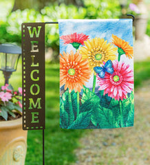 Plow & Hearth Decorative Garden Accents | Yard & Garden Laser Cut Welcome Sign Garden Flag Stand