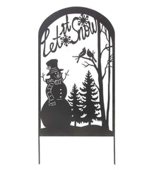 Plow & Hearth Decorative Garden Accents | Yard & Garden Let It Snow Metal Garden Trellis Stake With Snowman