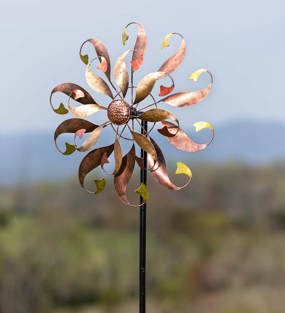 Plow & Hearth Decorative Garden Accents | Yard & Garden Mermaid Tail Tall Metal Wind Spinner - Copper