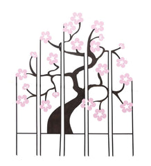 Plow & Hearth Decorative Garden Accents | Yard & Garden Metal Cherry Tree Garden Landscape Panel Stakes, Set Of 5