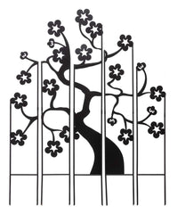 Plow & Hearth Decorative Garden Accents | Yard & Garden Metal Cherry Tree Garden Landscape Panel Stakes, Set Of 5