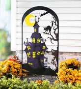 Plow & Hearth Decorative Garden Accents | Yard & Garden Metal Halloween Trellises In Witch And Haunted House Designs - Haunted House