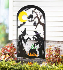 Plow & Hearth Decorative Garden Accents | Yard & Garden Metal Halloween Trellises In Witch And Haunted House Designs - Haunted House