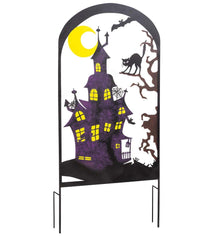 Plow & Hearth Decorative Garden Accents | Yard & Garden Metal Halloween Trellises In Witch And Haunted House Designs - Haunted House