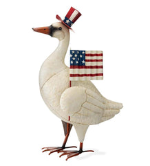 Plow & Hearth Decorative Garden Accents | Yard & Garden Metal Patriotic Goose Statue With American Flag And Top Hat