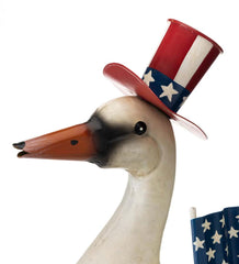 Plow & Hearth Decorative Garden Accents | Yard & Garden Metal Patriotic Goose Statue With American Flag And Top Hat