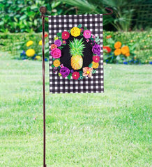 Plow & Hearth Decorative Garden Accents | Yard & Garden Metal Twist Garden Flag Stand With Finial - Black