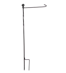 Plow & Hearth Decorative Garden Accents | Yard & Garden Metal Twist Garden Flag Stand With Finial - Black