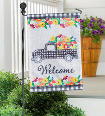 Plow & Hearth Decorative Garden Accents | Yard & Garden Metal Twist Garden Flag Stand With Finial - Black