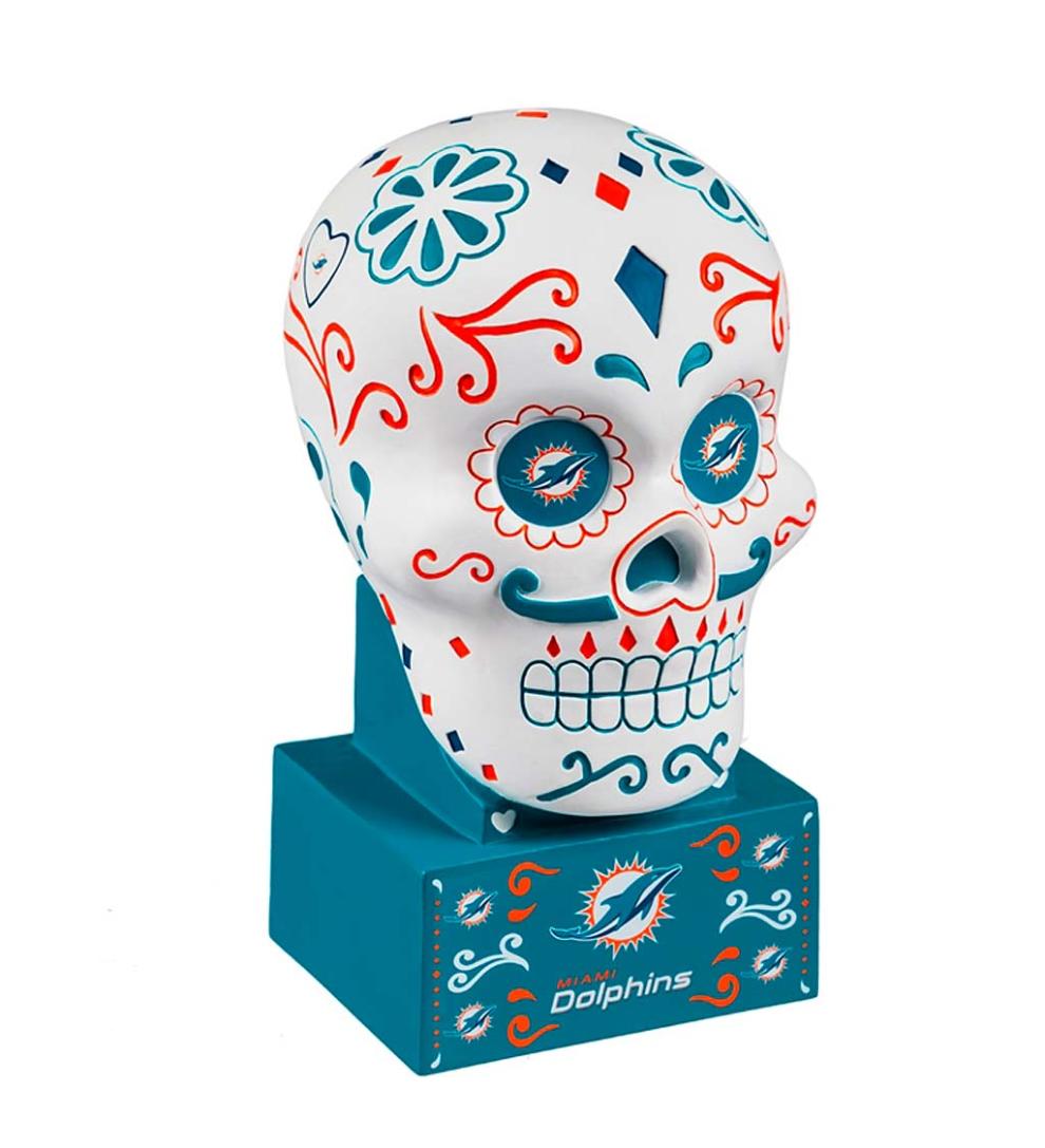 Plow & Hearth Decorative Garden Accents | Yard & Garden Miami Dolphins Sugar Skull Statue