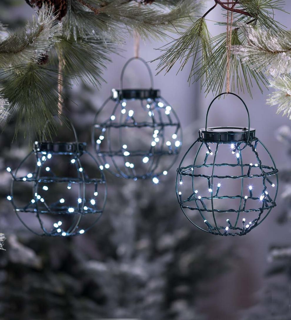 Plow & Hearth Decorative Garden Accents | Yard & Garden Mini Solar Lanterns, Set Of 3