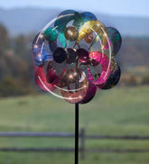 Plow & Hearth Decorative Garden Accents | Yard & Garden Oversized Multicolor Solar Lighted Gala Wind Spinner With Four Rotors