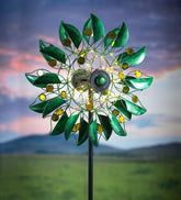 Plow & Hearth Decorative Garden Accents | Yard & Garden Solar Green Leaf And Jewels Spinner