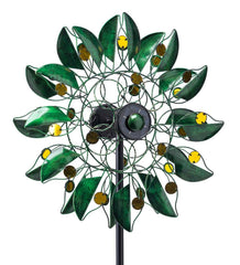 Plow & Hearth Decorative Garden Accents | Yard & Garden Solar Green Leaf And Jewels Spinner