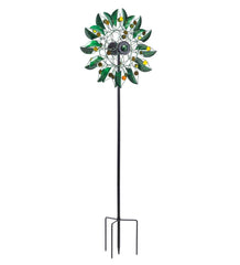 Plow & Hearth Decorative Garden Accents | Yard & Garden Solar Green Leaf And Jewels Spinner
