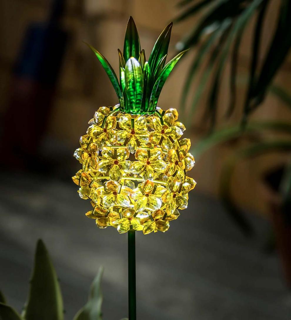 Plow & Hearth Decorative Garden Accents | Yard & Garden Solar Pineapple Garden Stake
